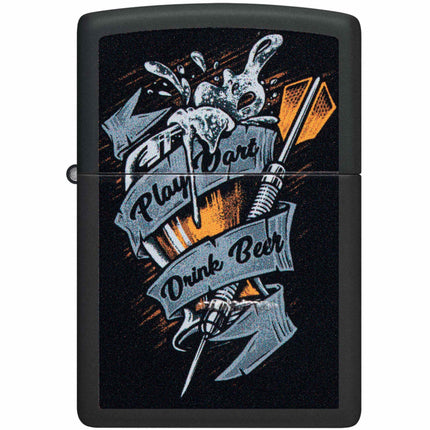 Zippo Lighter: Dart Beer Design Black Matte | 48679