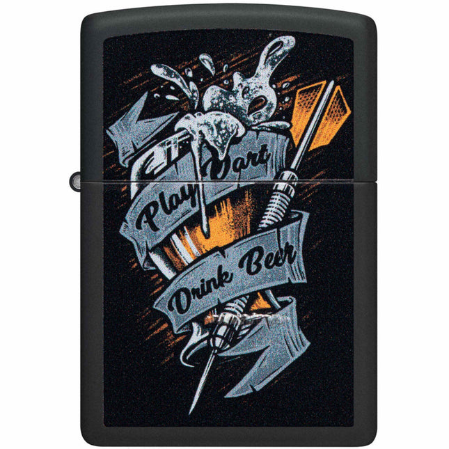 Zippo Lighter: Dart Beer Design Black Matte | 48679