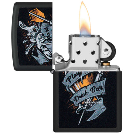 Zippo Lighter: Dart Beer Design Black Matte | 48679