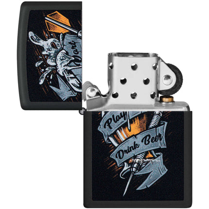 Zippo Lighter: Dart Beer Design Black Matte | 48679