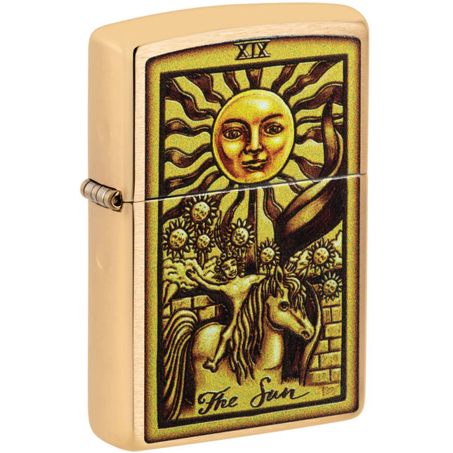 Zippo Lighter: Sun Tarot Card Design Brushed Brass | 48758
