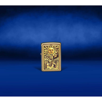 Zippo Lighter: Sun Tarot Card Design Brushed Brass | 48758