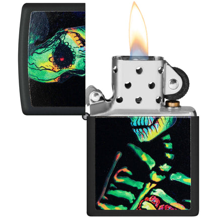 Zippo Lighter: Sugar Skeleton Design Black Matte | 48761