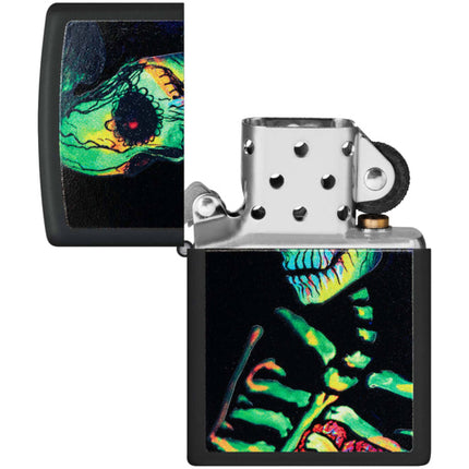 Zippo Lighter: Sugar Skeleton Design Black Matte | 48761