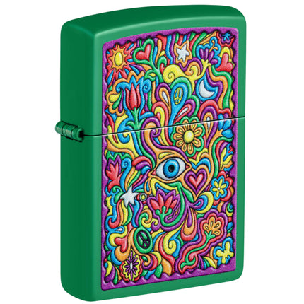 Zippo Lighter: Trippy Design Grass Green Matte | 48957