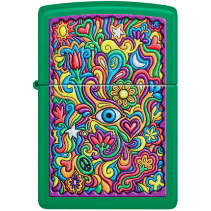 Zippo Lighter: Trippy Design Grass Green Matte | 48957