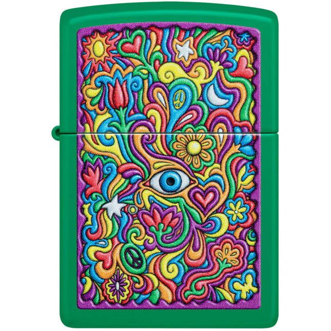 Zippo Lighter: Trippy Design Grass Green Matte | 48957