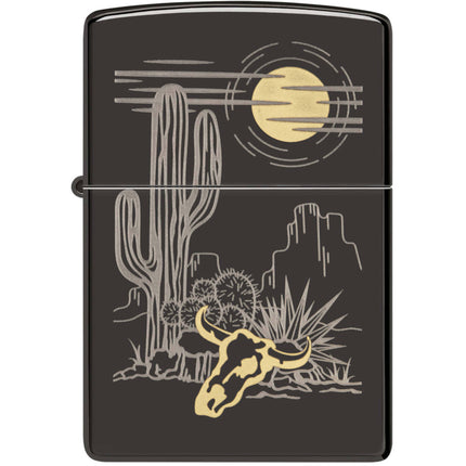 Zippo Lighter: Western Design High Polish Black Finish | 48968