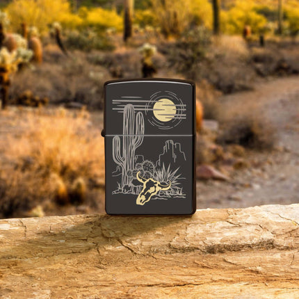 Zippo Lighter: Western Design High Polish Black Finish | 48968