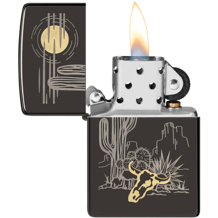 Zippo Lighter: Western Design High Polish Black Finish | 48968