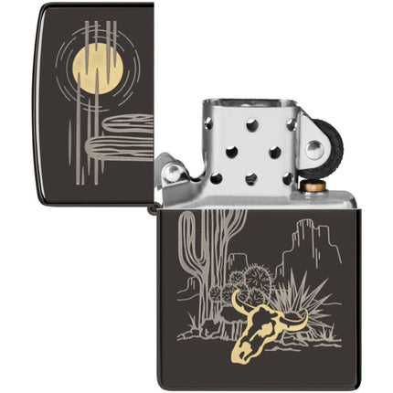 Zippo Lighter: Western Design High Polish Black Finish | 48968