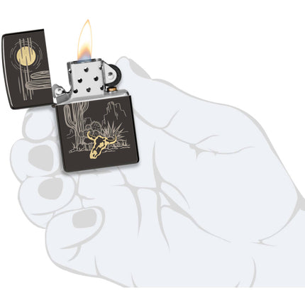 Zippo Lighter: Western Design High Polish Black Finish | 48968