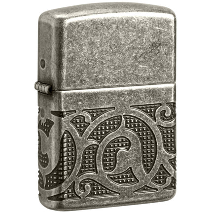 Zippo Lighter: Armor MultiCut Pattern Design Antique Silver | 49290
