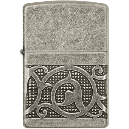 Zippo Lighter: Armor MultiCut Pattern Design Antique Silver | 49290