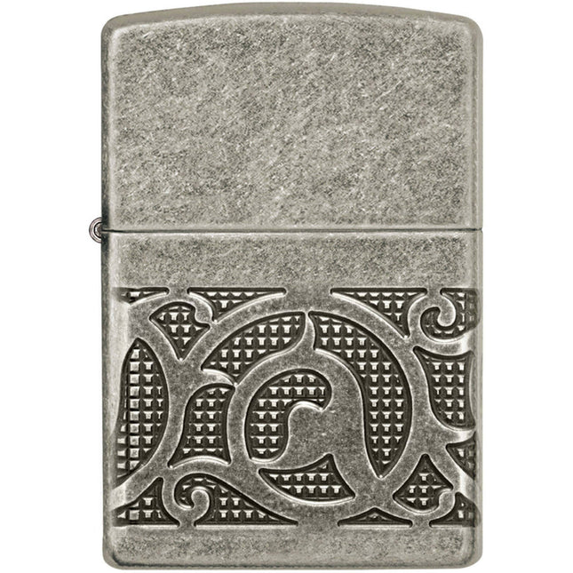Zippo Lighter: Armor MultiCut Pattern Design Antique Silver | 49290