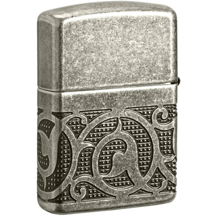 Zippo Lighter: Armor MultiCut Pattern Design Antique Silver | 49290