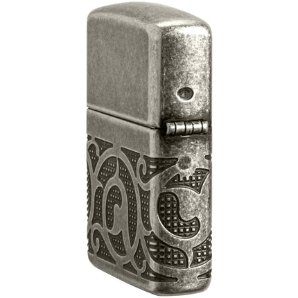 Zippo Lighter: Armor MultiCut Pattern Design Antique Silver | 49290