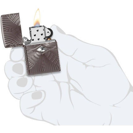 Zippo Lighter: Armor MultiCut Pattern Design with Crystal Black Ice | 49291