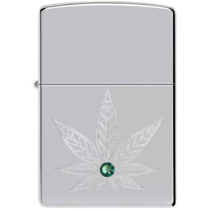Zippo Lighter: Cannabis Crystal Design High Polish Chrome | 46126