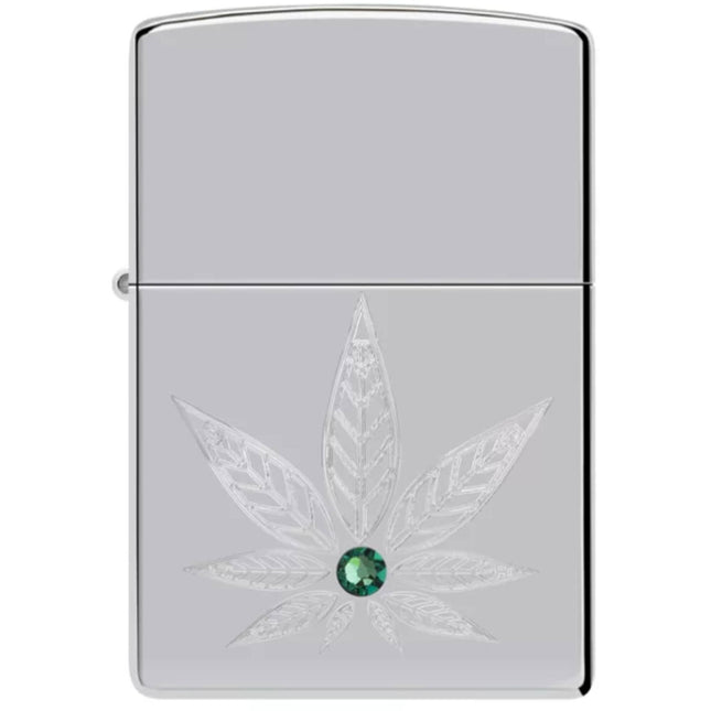Zippo Lighter: Cannabis Crystal Design High Polish Chrome | 46126