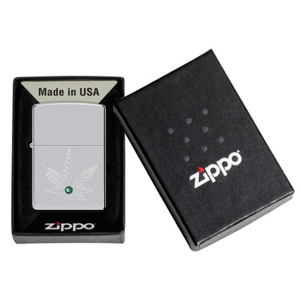Zippo Lighter: Cannabis Crystal Design High Polish Chrome | 46126