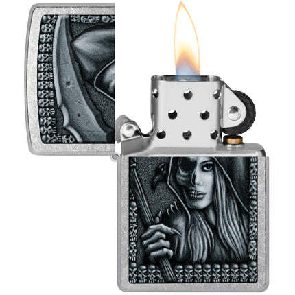 Zippo Lighter: Grim Beauty Design Classic Street Chrome | 46151