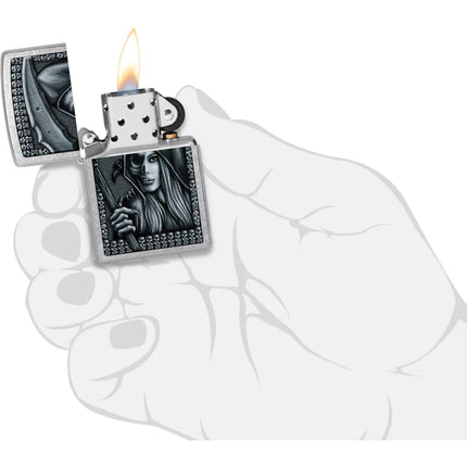 Zippo Lighter: Grim Beauty Design Classic Street Chrome | 46151