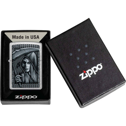 Zippo Lighter: Grim Beauty Design Classic Street Chrome | 46151