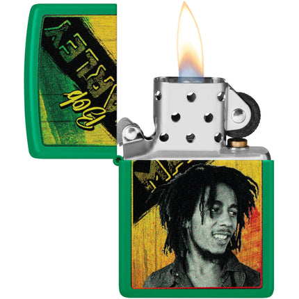 Zippo Lighter: Grass Green Matte Bob Marley | 46152
