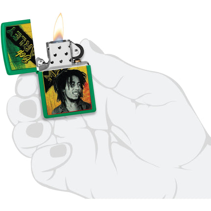 Zippo Lighter: Grass Green Matte Bob Marley | 46152