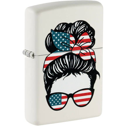Zippo Lighter: American Woman Design Classic White Matte Finish | 46156