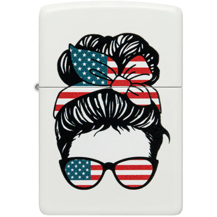 Zippo Lighter: American Woman Design Classic White Matte Finish | 46156