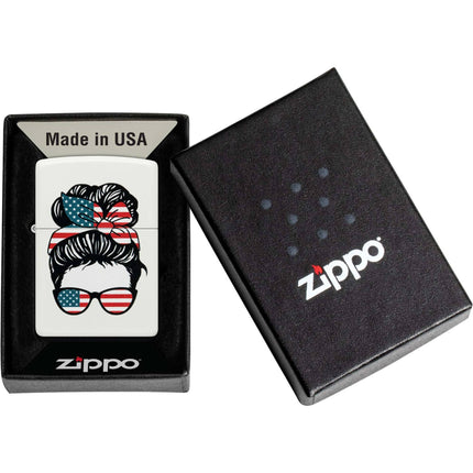 Zippo Lighter: American Woman Design Classic White Matte Finish | 46156