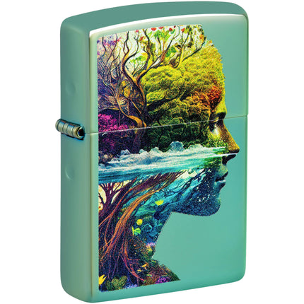 Zippo Lighter: One with Nature Design Classic High Polish Green | 46233