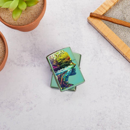 Zippo Lighter: One with Nature Design Classic High Polish Green | 46233