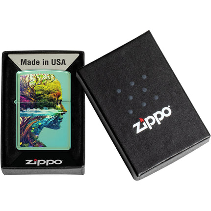 Zippo Lighter: One with Nature Design Classic High Polish Green | 46233