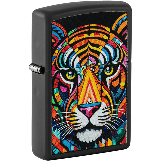 Zippo Lighter: Tiger Stripes Design Classic Black Matte Finish | 46235