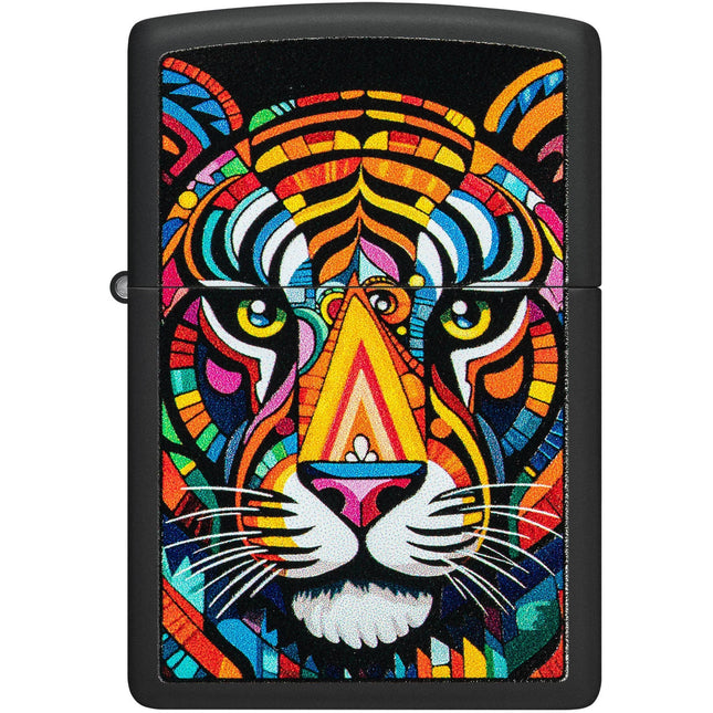Zippo Lighter: Tiger Stripes Design Classic Black Matte Finish | 46235