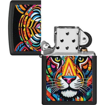 Zippo Lighter: Tiger Stripes Design Classic Black Matte Finish | 46235