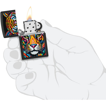Zippo Lighter: Tiger Stripes Design Classic Black Matte Finish | 46235