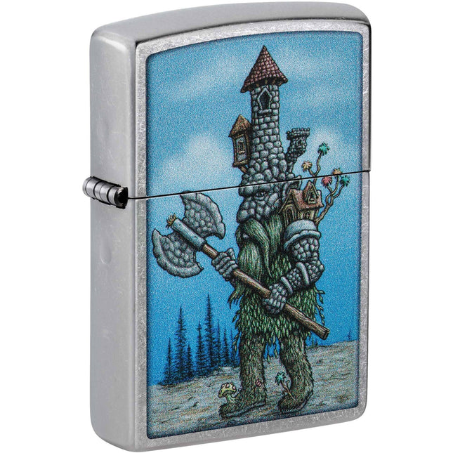 Zippo Lighter: Castle Troll Design Classic Street Chrome Finish | 46246