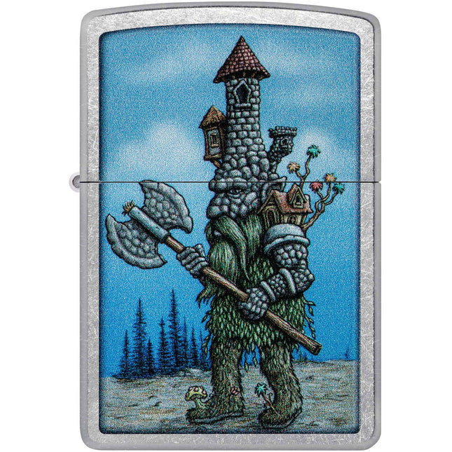Zippo Lighter: Castle Troll Design Classic Street Chrome Finish | 46246