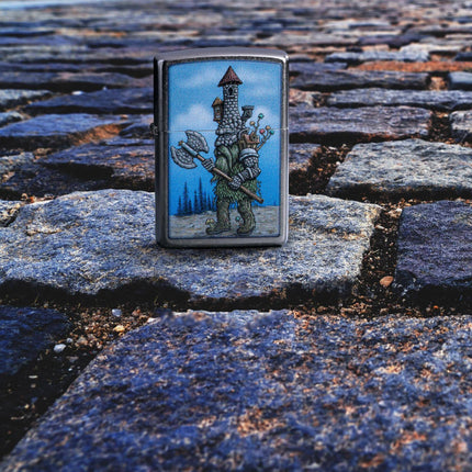 Zippo Lighter: Castle Troll Design Classic Street Chrome Finish | 46246