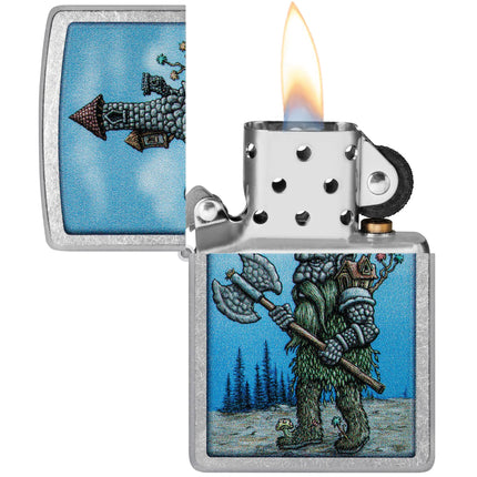 Zippo Lighter: Castle Troll Design Classic Street Chrome Finish | 46246
