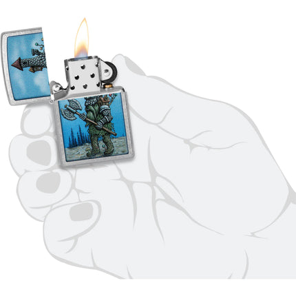 Zippo Lighter: Castle Troll Design Classic Street Chrome Finish | 46246