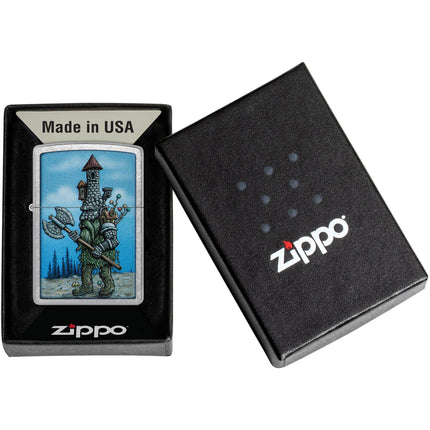Zippo Lighter: Castle Troll Design Classic Street Chrome Finish | 46246
