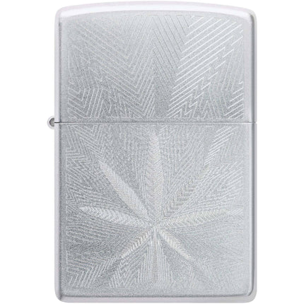 Zippo Lighter: Cannabis Leaf Design Satin Chrome | 46256