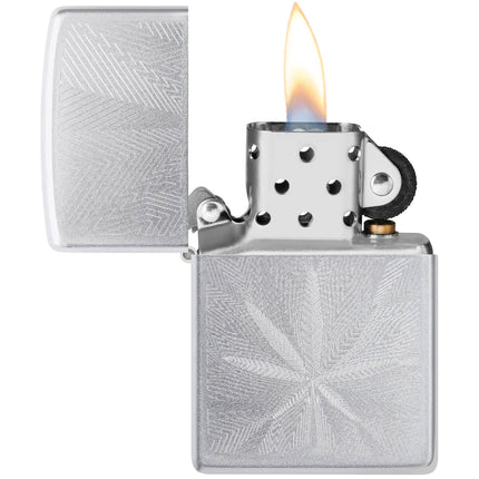 Zippo Lighter: Cannabis Leaf Design Satin Chrome | 46256