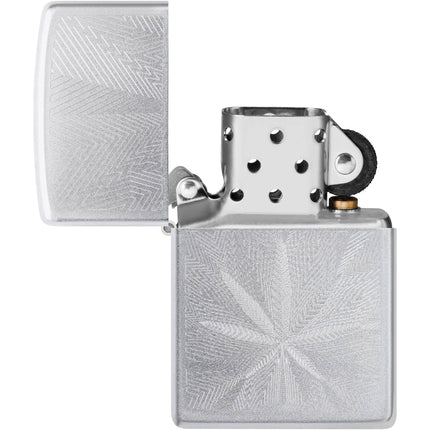 Zippo Lighter: Cannabis Leaf Design Satin Chrome | 46256