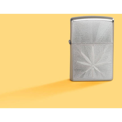 Zippo Lighter: Cannabis Leaf Design Satin Chrome | 46256